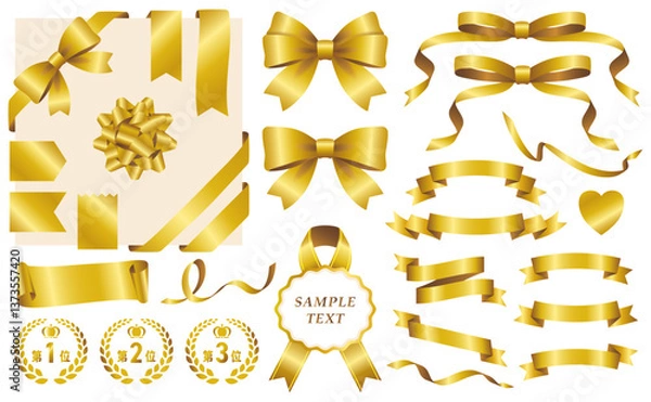 Fototapeta エレガントなフレームとリボンの素材セット