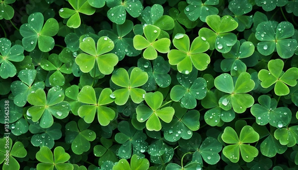 Obraz a lush carpet of clover leaves. The leaves, predominantly a vibrant green