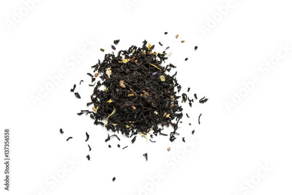 Obraz Dry tea leaves on a white background