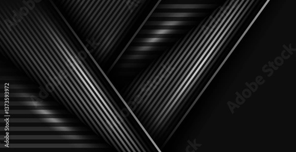 Obraz Modern abstract black paper realistic layered papercut decoration textured with 3d backdrop and material design pattern concept