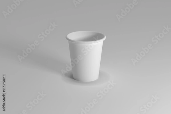Obraz White paper cup isolated on white background, 3D rendering, Paper coffee cup