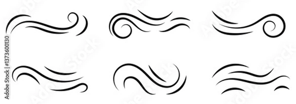 Fototapeta Wind blow line icon fresh vector cloud air isolated speed symbol. Wind blow air line icon logotype symbol.