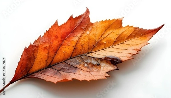 Obraz autumn leaf, vibrant fall colors, watercolor style, isolated white background,