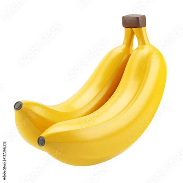 Fototapeta Banana 3D Icon Isolated on Transparent Background – Realistic Fruit Symbol for Digital Use

