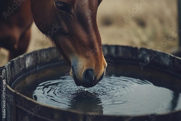 Fototapeta horse drinking water