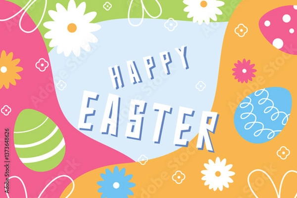 Fototapeta horizontal easter background in bright colors