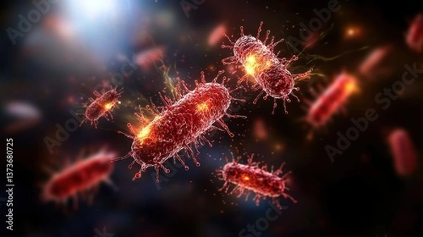 Fototapeta High-Resolution Microscopic View of Bacterial Cells in a Gigapixel Format for Scientific and Educational Use