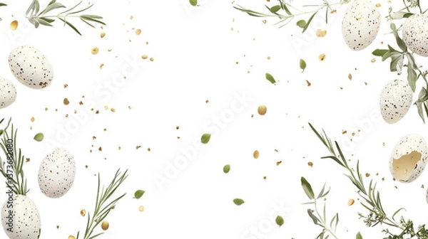 Obraz Easter eggs and spring flowers arrangement isolated on transparent background