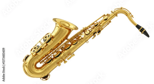 Fototapeta Isolated Golden Saxophone