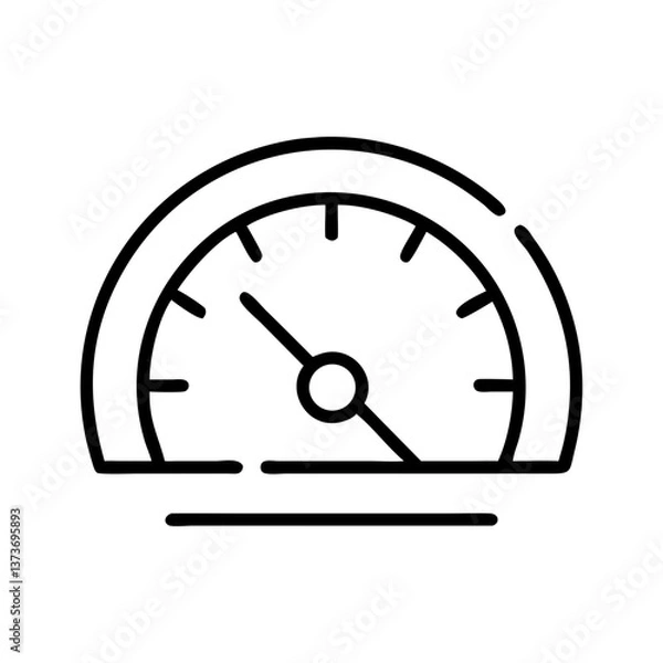 Fototapeta  Speedometer icon in outline style for performance measurement.