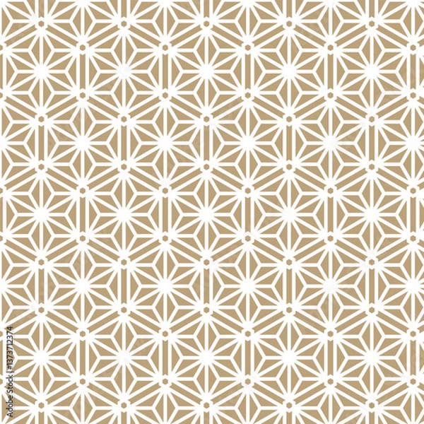 Fototapeta 麻の葉文様の背景素材 スウォッチ対応 ゴールド