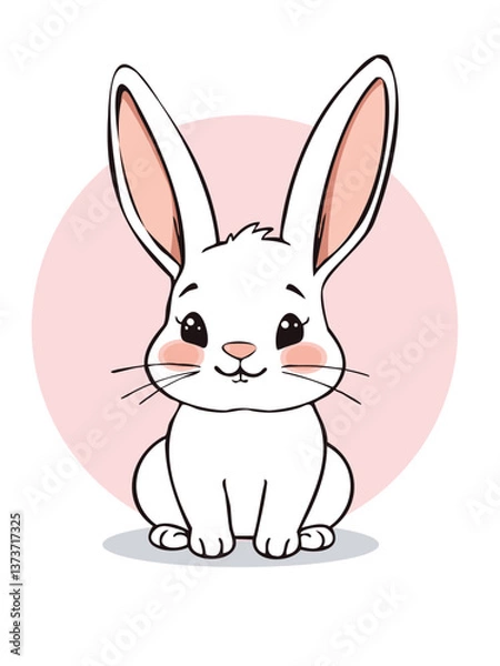 Fototapeta Vector Cute bunny rabbit outline sketch vector illustration. Minimal bunny.