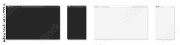 Fototapeta Browser window template. Empty web page mockup. Web browser window interface.
