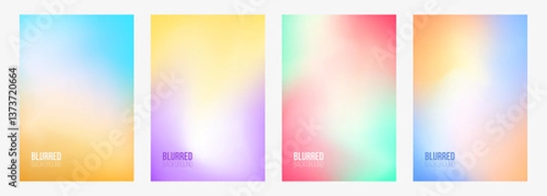 Fototapeta Blurred color abstract backgrounds. Set of soft colored gradients for creative graphic design. Vector illustration.