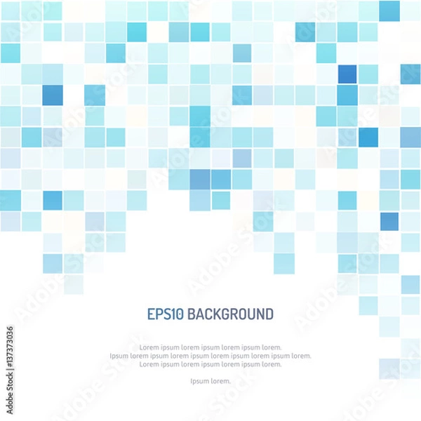 Fototapeta White abstract background with geometric pattern of blue squares.