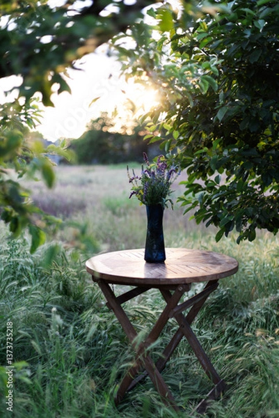 Obraz bouquet of sage on the table in the summer garden