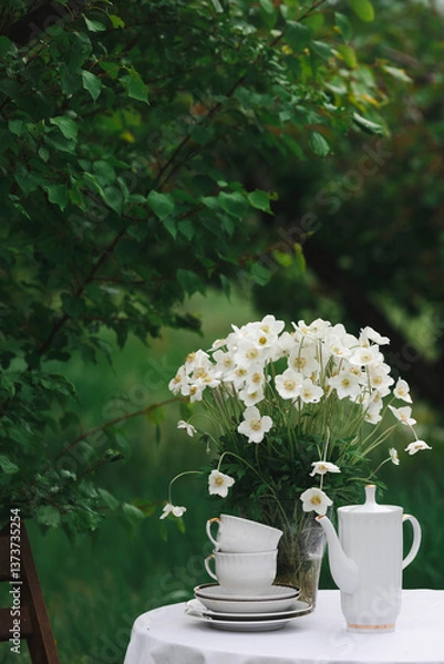 Obraz breakfast in the spring garden