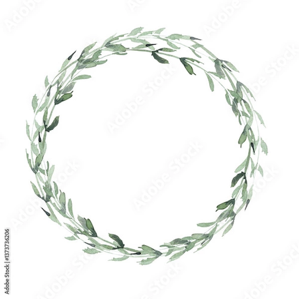 Obraz Set of watercolor collection design elements leaves, green branches, botanical illustration isolated on transparent background	