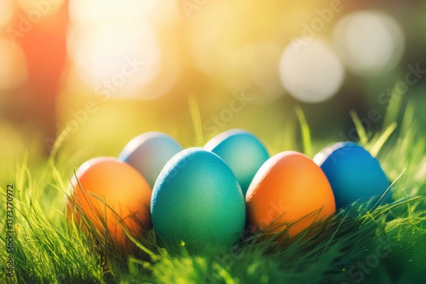 Obraz easter eggs in grass