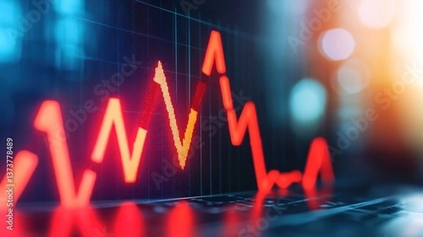 Fototapeta Financial downturn analyzing bank ruptcy trends in market graphs data visualization abstract environment