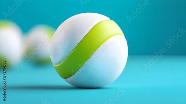 Fototapeta Abstract 3D Render of White and Green Spheres on Teal Background