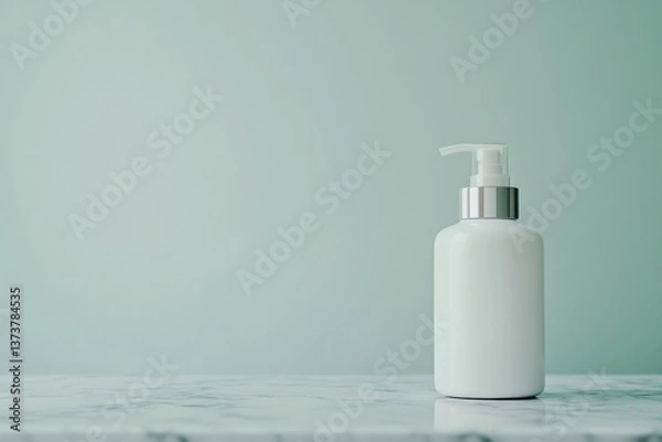 Fototapeta Minimalist design showcases elegant bottle on marble surface aga