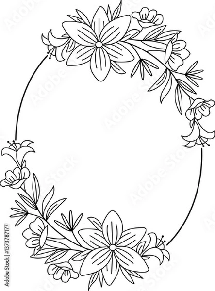 Fototapeta Hand Drawn Floral Frame Vector