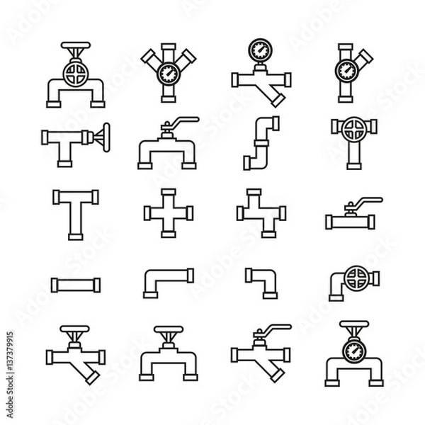 Fototapeta Pipe set icon vector.