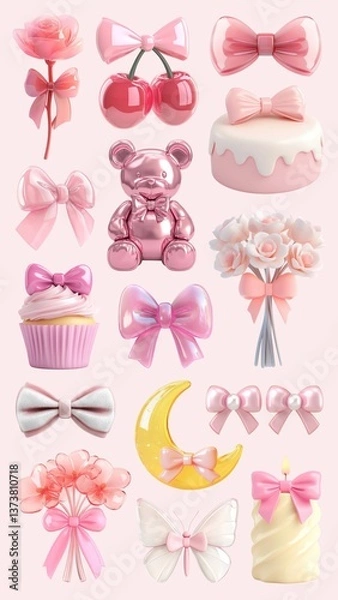 Obraz 3d coquette design element set