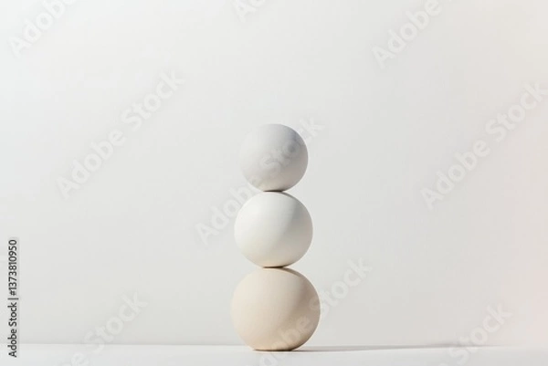 Fototapeta Stacked spheres create harmony, showcasing minimalism and balanc