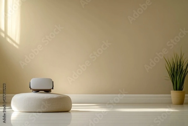 Fototapeta Minimalist interior showcasing modern technology with soothing c