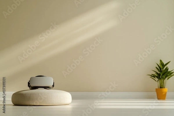 Fototapeta Minimalist design showcases futuristic device on smooth surface,