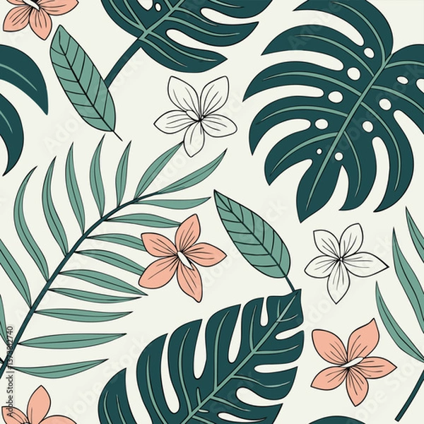 Fototapeta Seamless floral pattern design studio setting digital art minimalist environment top-down viewpoint