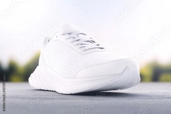 Fototapeta Sleek white sneaker showcases modern design, perfect for active