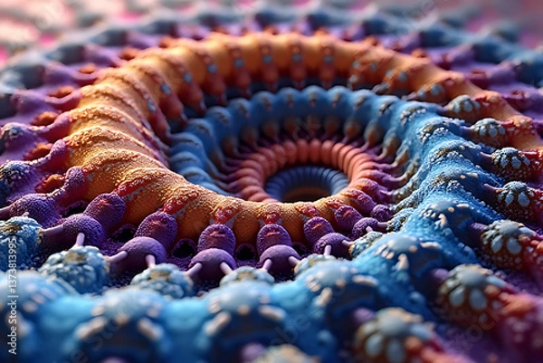 Obraz Vibrant close-up of dynamic spiral patterns in colorful microstructures an abstract vision