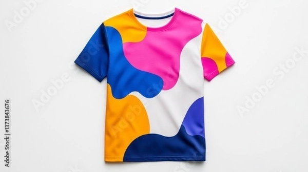 Obraz Colorful Abstract Pattern Short Sleeve T-Shirt on White Background