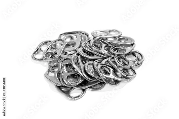 Fototapeta Heap of ring pull isolated on white background    