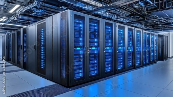 Obraz A digital map showing secure data centers linked through resilient networks for business continuity