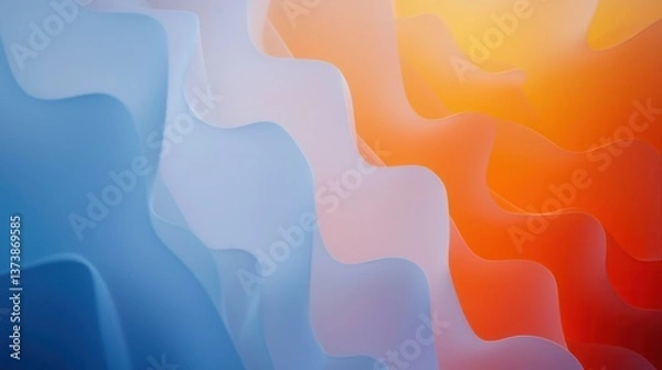 Obraz Abstract 3D Render of Fluid Liquid Background with Soft Waves and Gradients