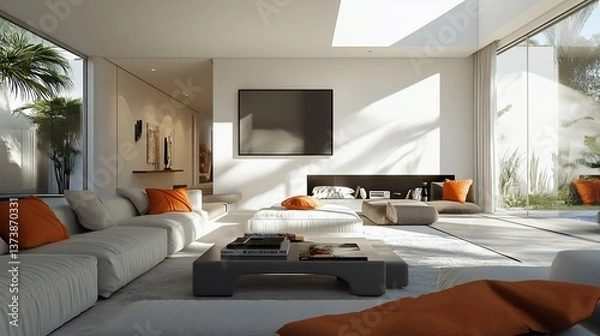 Fototapeta Modern OpenPlan Living Room suitable for digital content
