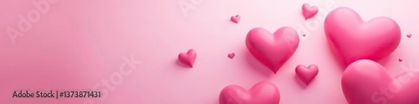 Fototapeta Abstract heart shapes in various sizes and shades of pink set against a soft pink background,  design,  bright