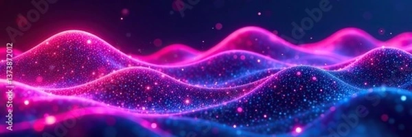 Obraz Abstract neon waves flowing in a digital cyberspace environment,  neon,  technology