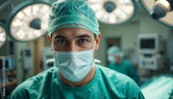 Fototapeta surgeon in operating room looking at camera