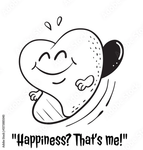 Fototapeta Sassy critters: heart with 'Happiness? That’s me!' – funny animal prints for merch

