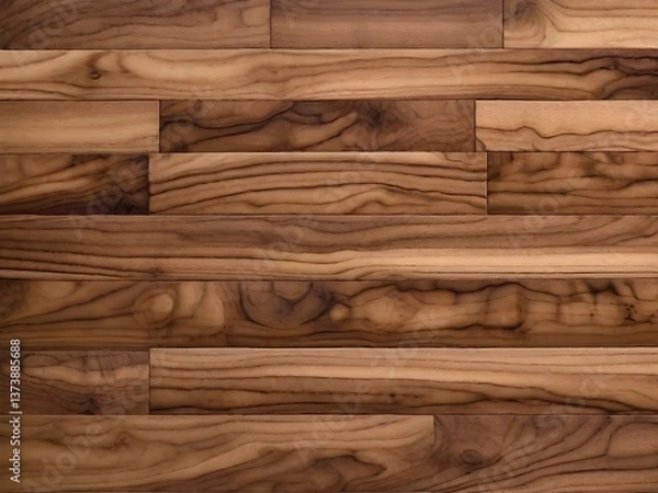 Obraz Rich walnut wood planks showcasing natural grain patterns and warm brown tones, a timeless texture for elegant interiors.