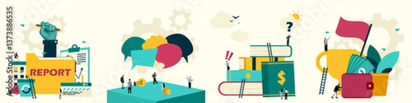 Obraz Abstract Business Concepts. People Working. Flat Vector Illustration. Creative Design.