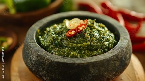 Obraz Fresh salsa with roasted poblano peppers