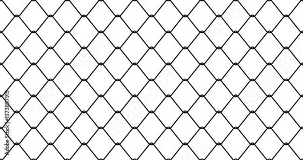 Obraz Chainlink fence. Steel wire chain link fence seamless pattern. Metal Wire Fence

