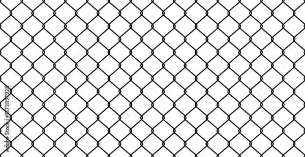 Obraz Chainlink fence. Steel wire chain link fence seamless pattern. Metal Wire Fence
