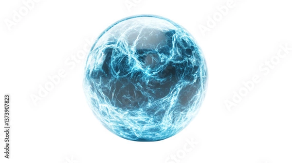 Obraz A sphere emitting a blue glow on a transparent background.